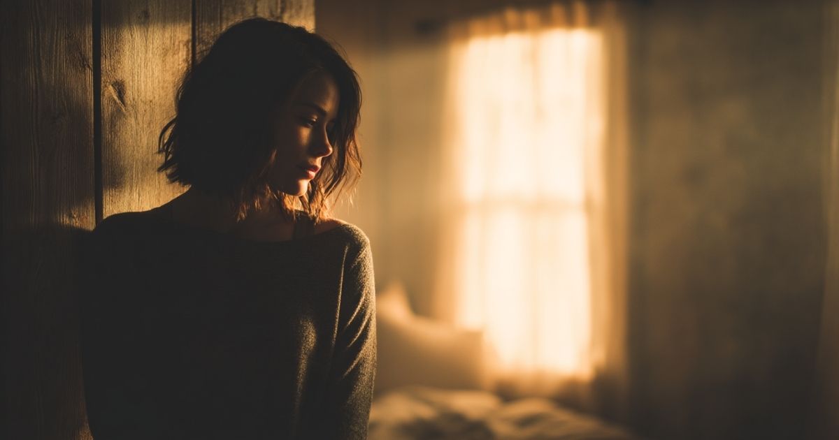 Young woman in soft, natural light reflecting quietly in a serene room—an evocative portrait symbolizing the emotional depth and sensory awareness of a highly sensitive person.