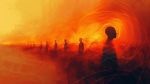 Abstract illustration of echoism in psychology. Foreground silhouette with swirling lines and fading figures, symbolizing self-silencing and putting others first.
