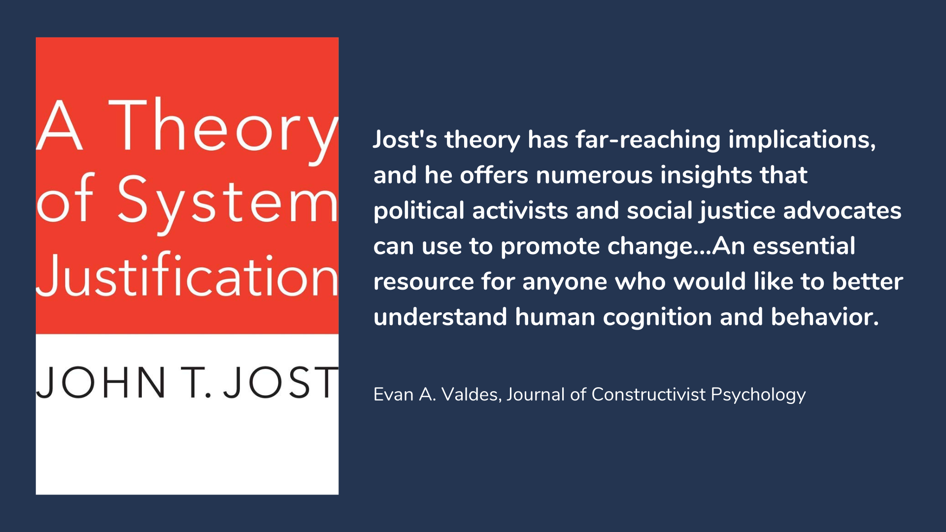 A Theory of System Justification, book cover and description.