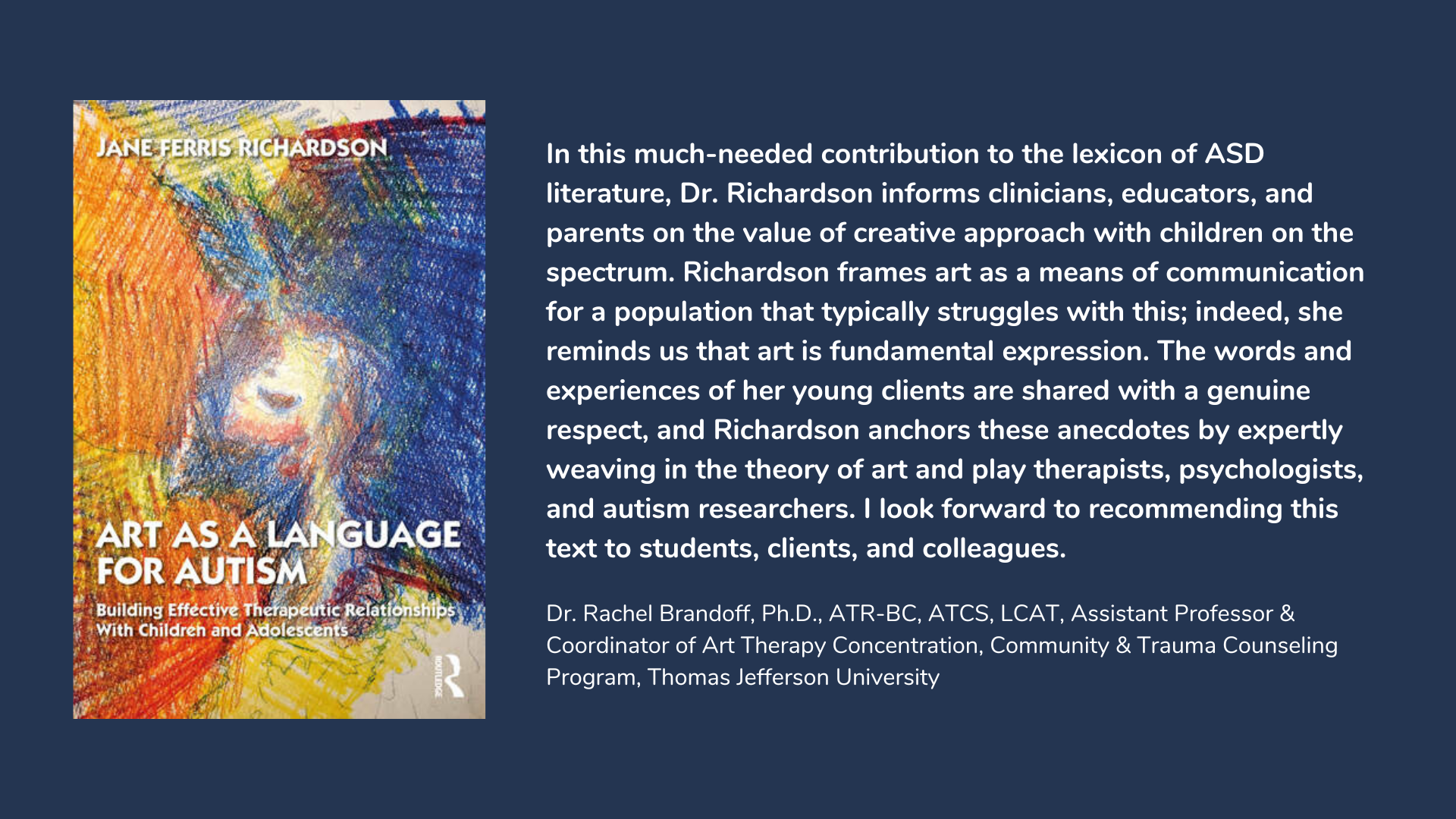 Art as a Language for Autism, book cover and description.