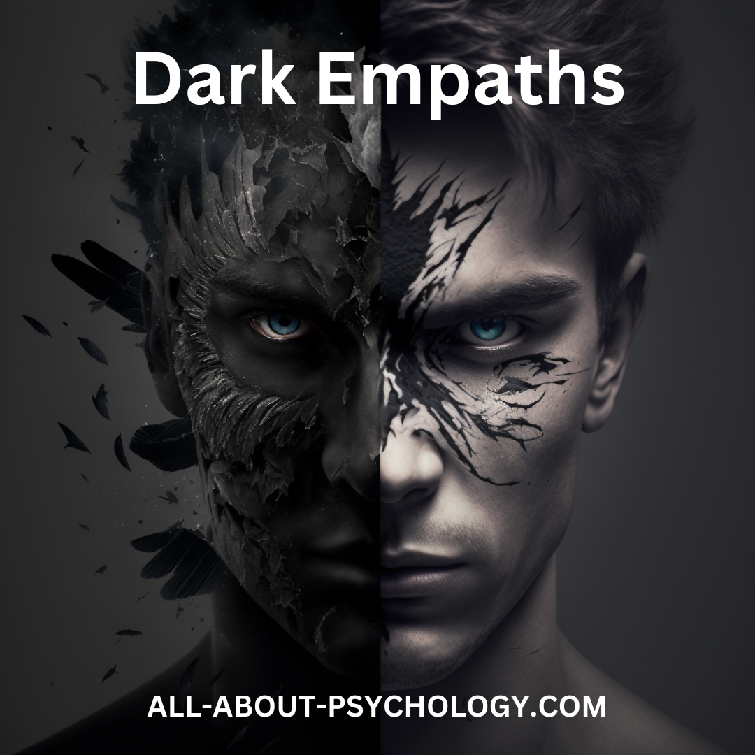 Representation of a dark empath showing man with sinister stare with dark cracks on his face.