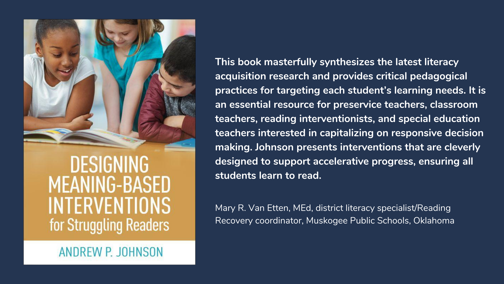 Designing Meaning-Based Interventions for Struggling Readers, book cover and description.
