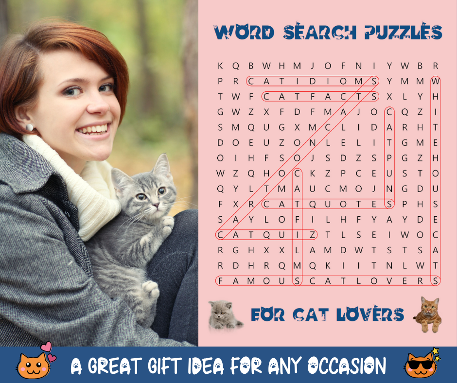 Word Search Puzzles For Cat Lovers Book Cover