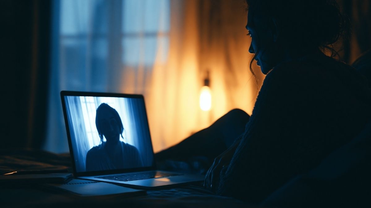Person attending a virtual therapy session at home, illustrating habit formation in addiction recovery and virtual IOP