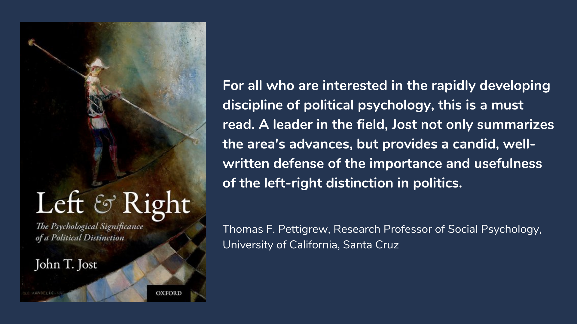 Left and Right The Psychological Significance of a Political Distinction, book cover and description.