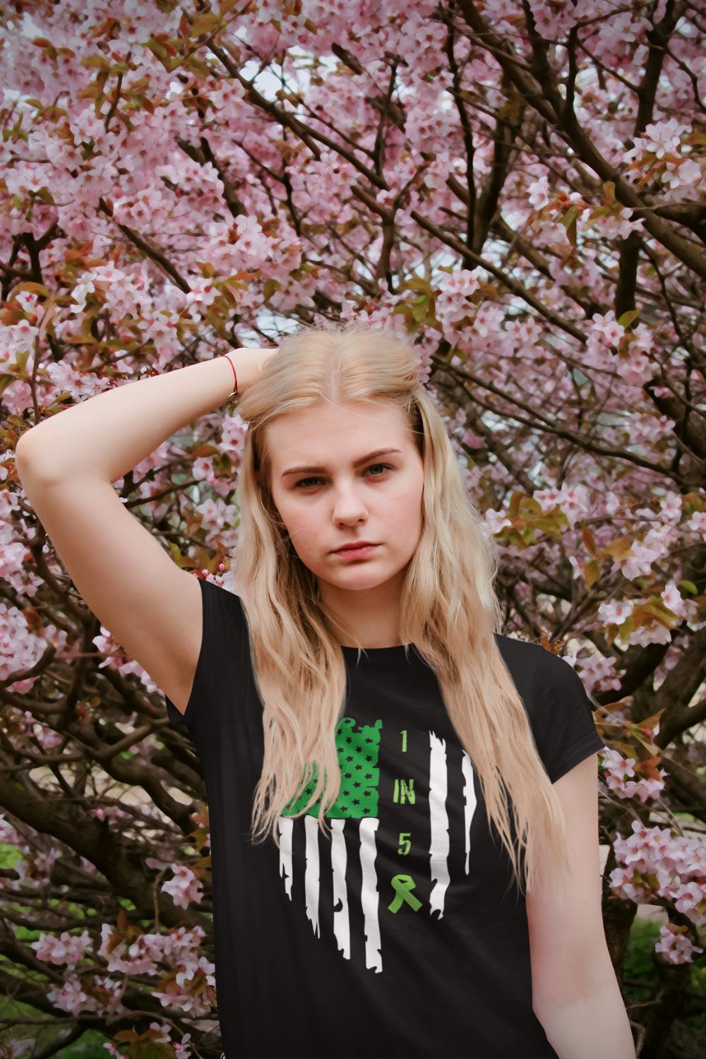 Girl wearing Mental Health Awareness T-Shirt