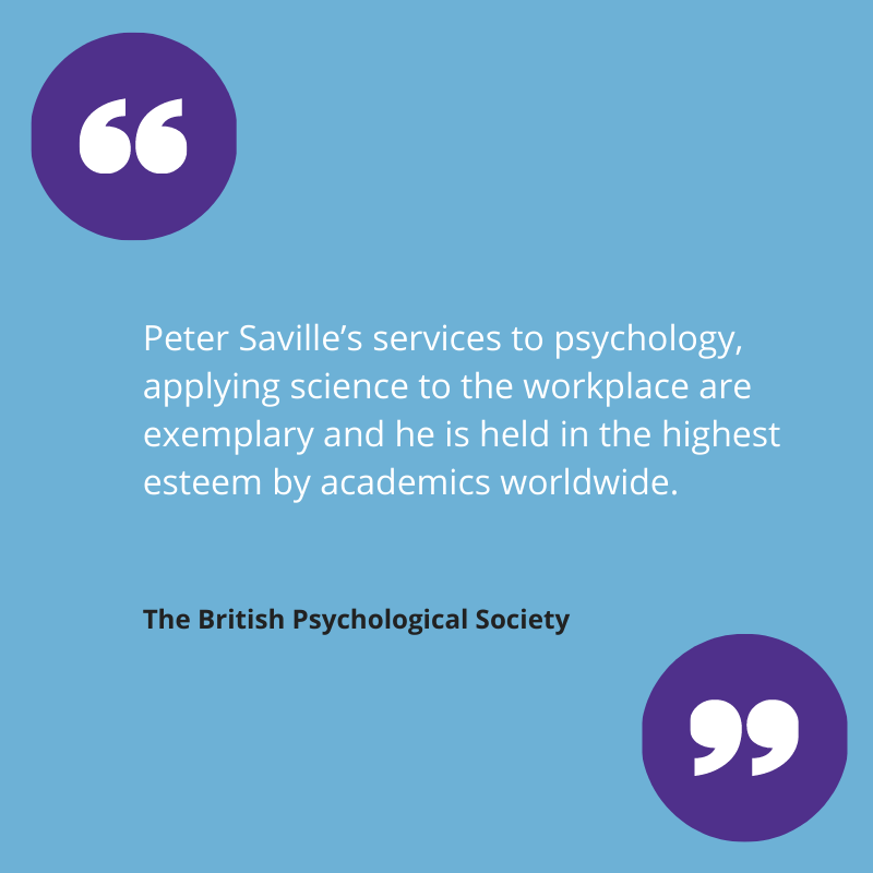 British Psychological Society quote about modern psychology pioneer, Professor Peter Saville.