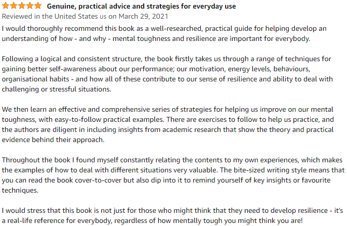 Wrestling with Resilience: A Handbook for Developing Resilience and Mental Toughness, Amazon review