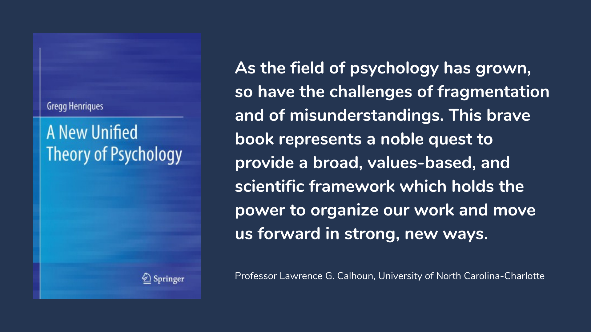 A New Unified Theory of Psychology by Gregg Henriques Ph.D., book cover and description.