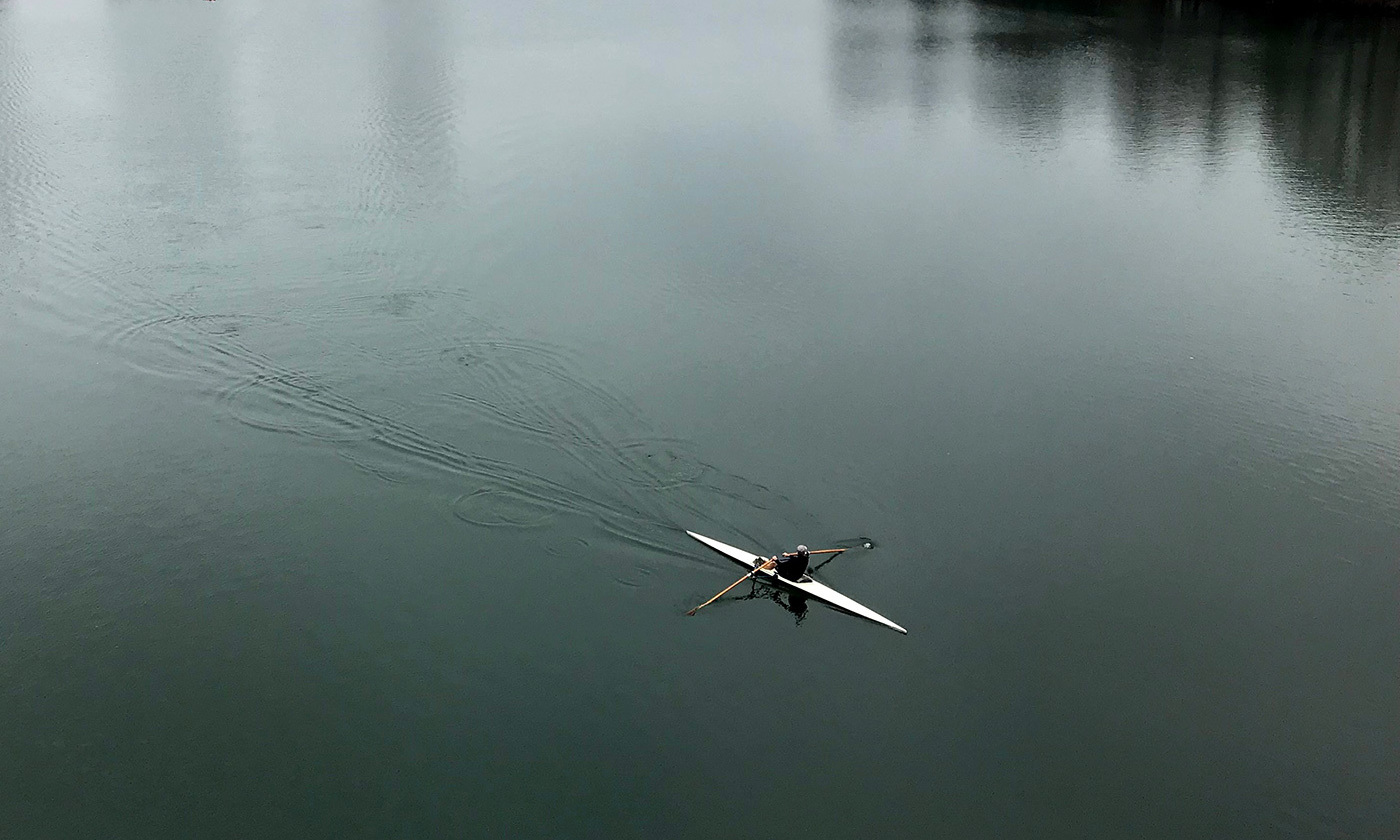 A lone sculler on Lady Bird Lake.