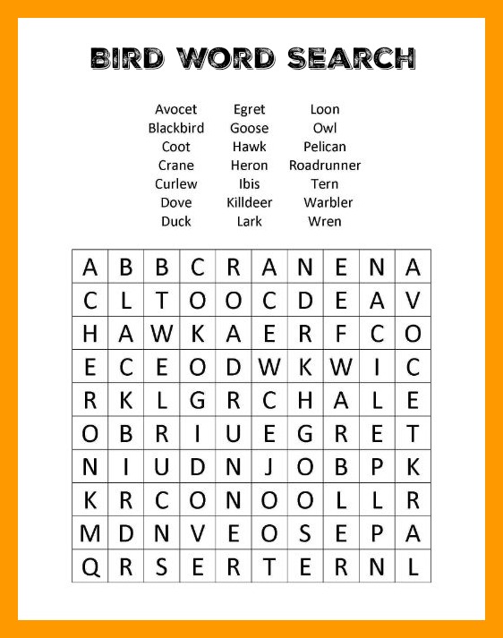Word search puzzle used in experimental design tutorial