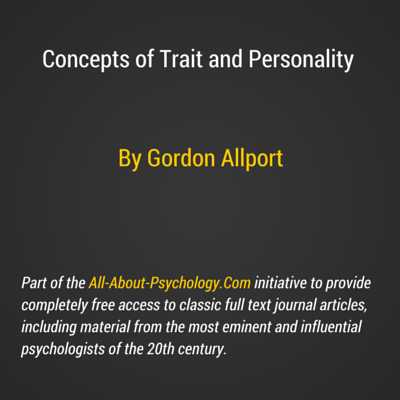 Concepts of Trait and Personality by Gordon Allport