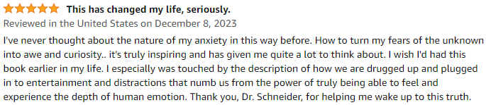 Life Enhancing Anxiety: Key to a Sane World Amazon Customer Review